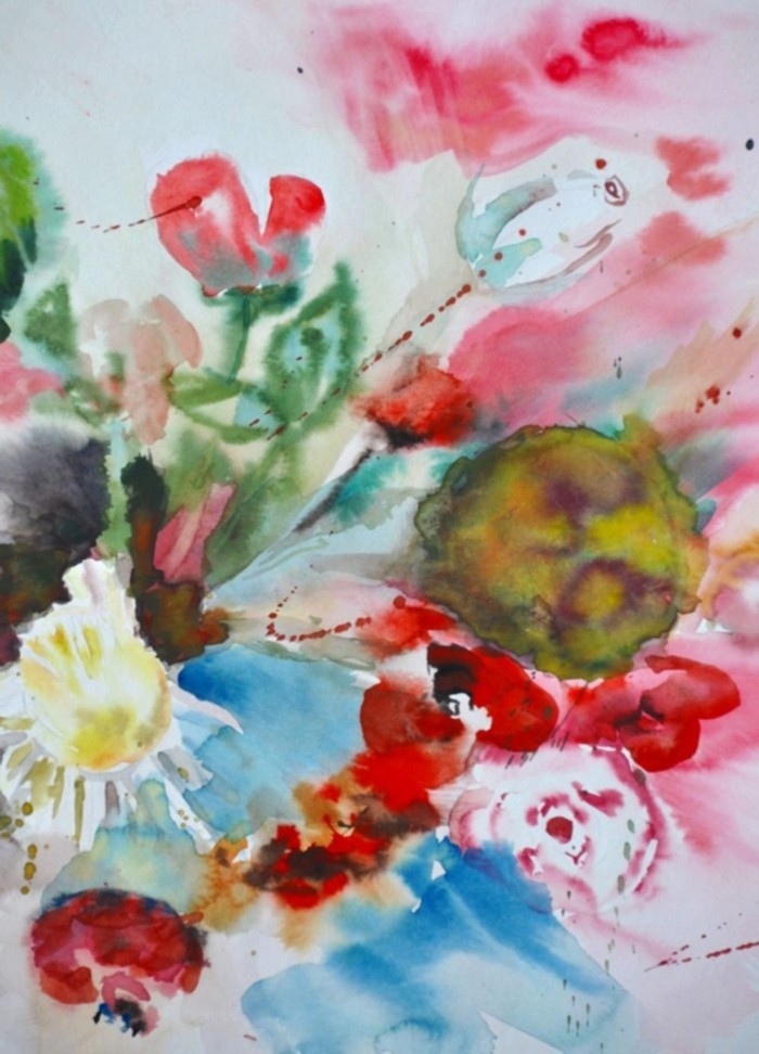 MARGARET AND ROSES - BLUE,RED,YELLOW
